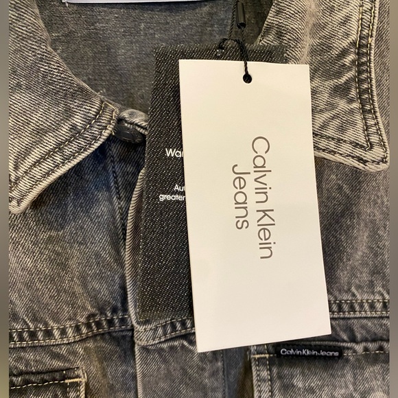 Calvin Klein Men’s Palmer Denim Utility Trucker Jacket NWT Gray Relaxed Fit M - Picture 7 of 15